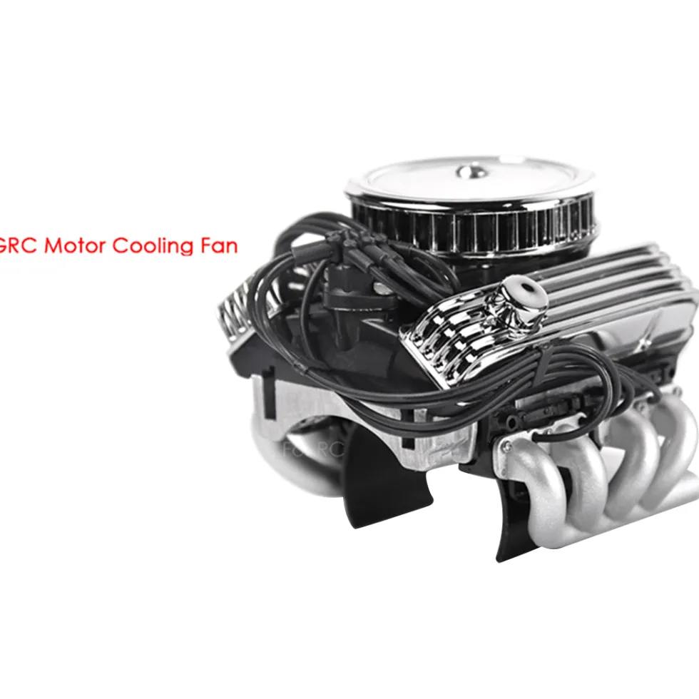 V8 Engine Fan Radiator Motor Hood Kit for 1/10 RC Car GRC F82 Motor