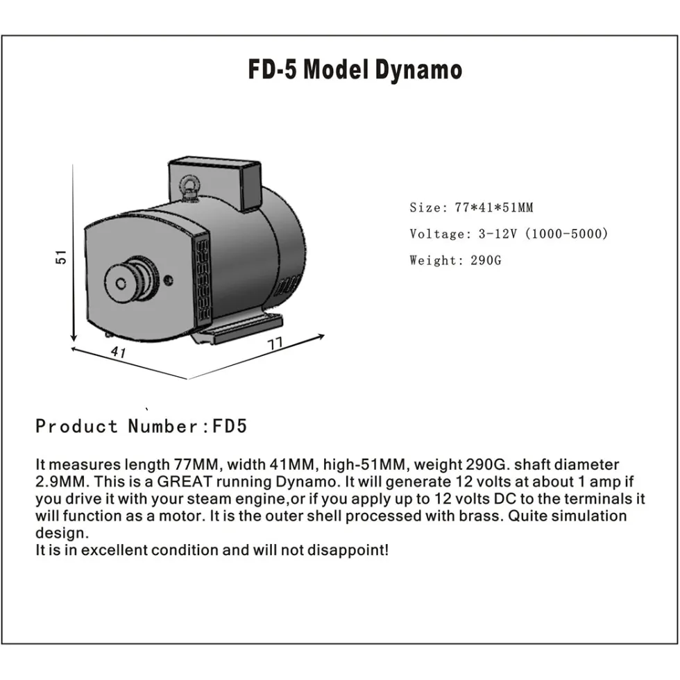 12V Miniature Motor for M12 M16 Internal Combustion Engine Model Steam Engine FD-5