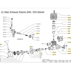VRX SH.21 3.48cc Rear Exhaust Engine Model with PUI Starter for 1/8 Scale Methanol Fuel-Powered RC Car