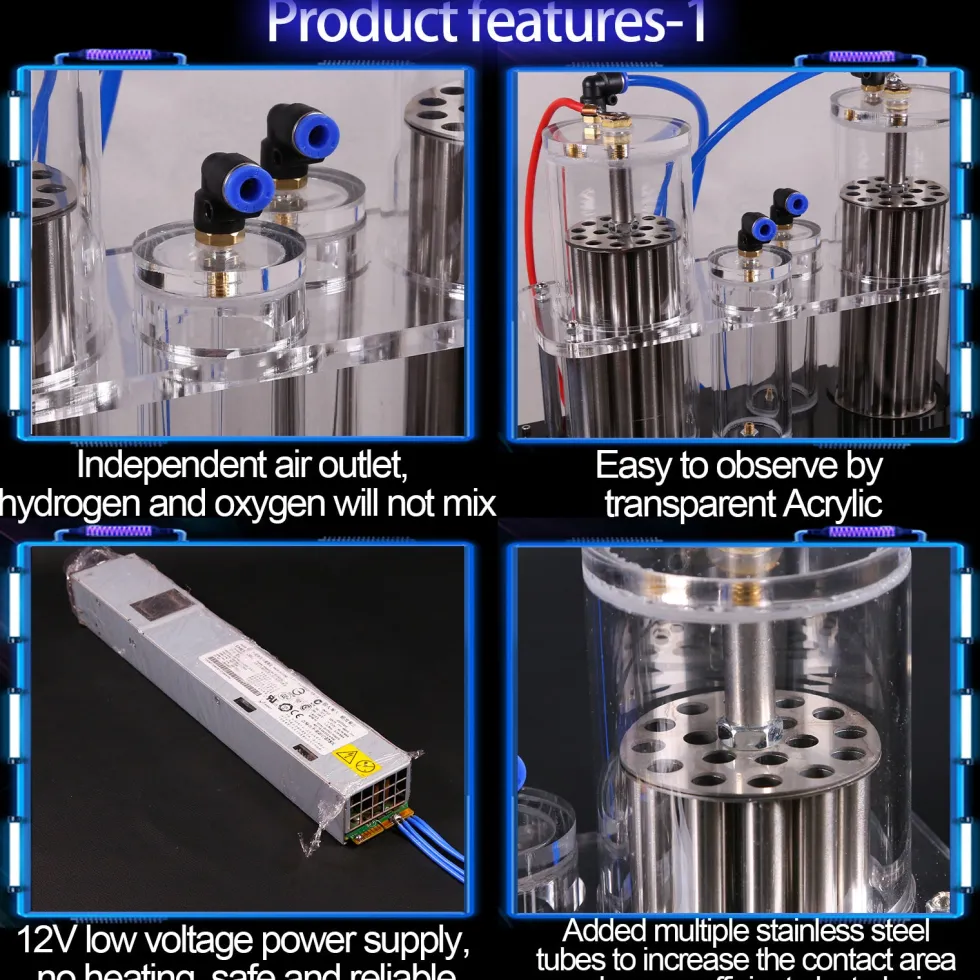 Water Electrolysis Machine - Oxygen Generator - Water Electrolysis Device with Double Outlet (Hydrogen and Oxygen Separated) - Enginediy