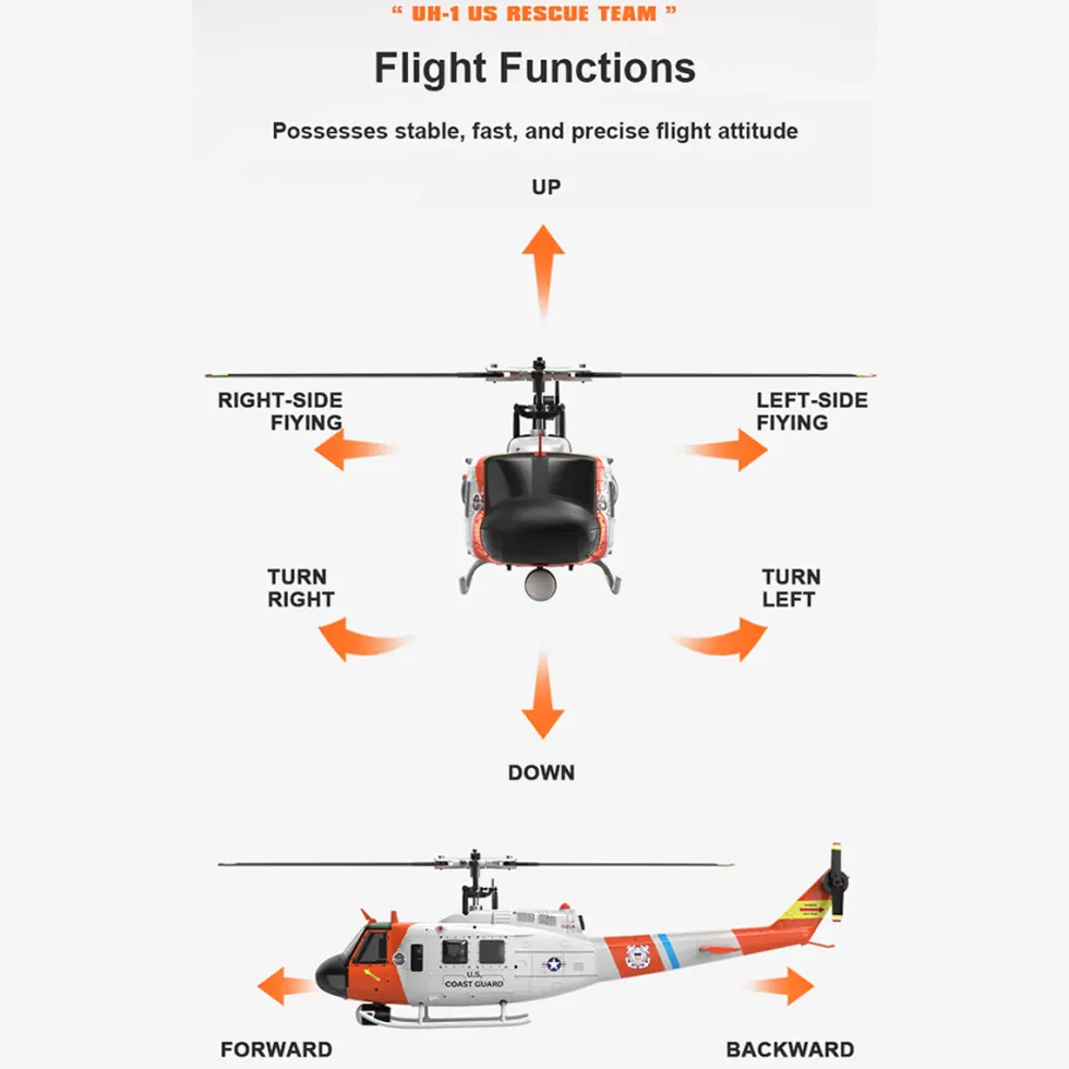 WOLFBUSH F07S UH-1 Huey – 6CH Brushless GPS RC Helicopter