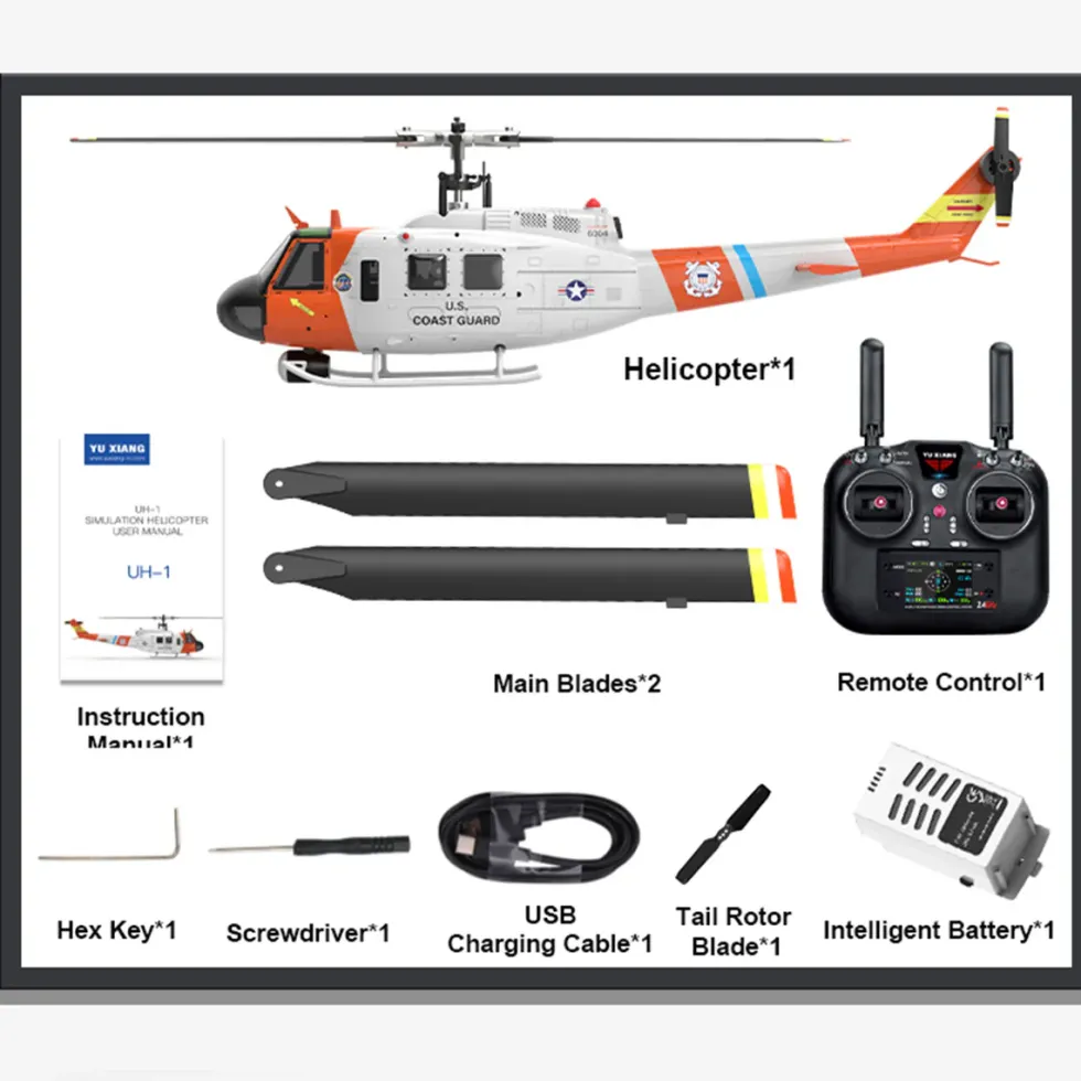 WOLFBUSH F07S UH-1 Huey – 6CH Brushless GPS RC Helicopter