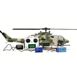 WOLFBUSH&ROBAN AH-1W Cobra 470-Class RC Helicopter-2.4G 6CH Dual-Rotor RC Military Model with GPS Positioning, Synchronized Turret & Left/Right-Hand Control RTF