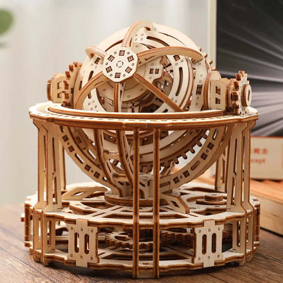 Wooden Tourbillon Timer 3D Assembly Model Kit with Mechanical Transmission