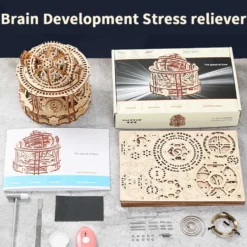 Wooden Tourbillon Timer 3D Assembly Model Kit with Mechanical Transmission