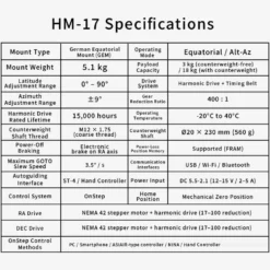 XJ HM-17 Harmonic Equatorial Mount with Hand Controller, Compatible with NINA, ASCAIR