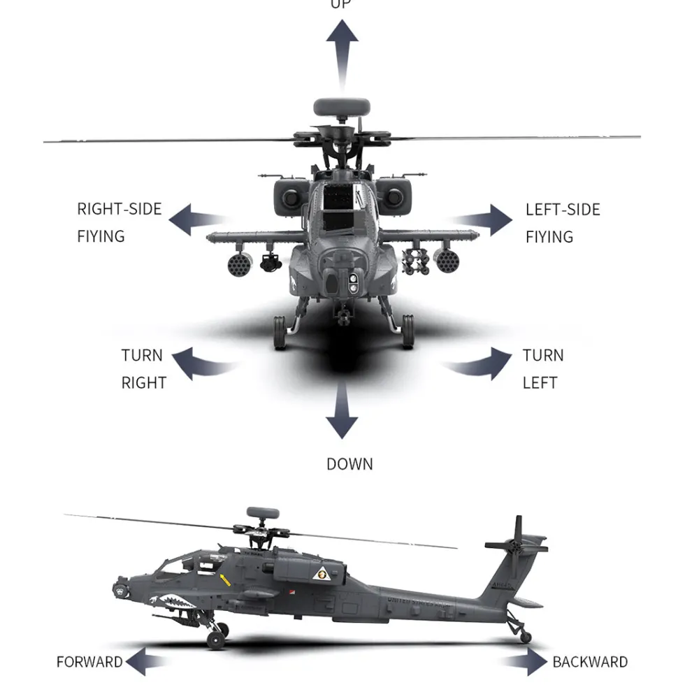 YU XIANG Apache GPS Helicopter F11-S AH64 1/32 Scale 2.4G 6CH RC Dual-Axis Co-Drive Flybarless 6G/3D Stunt