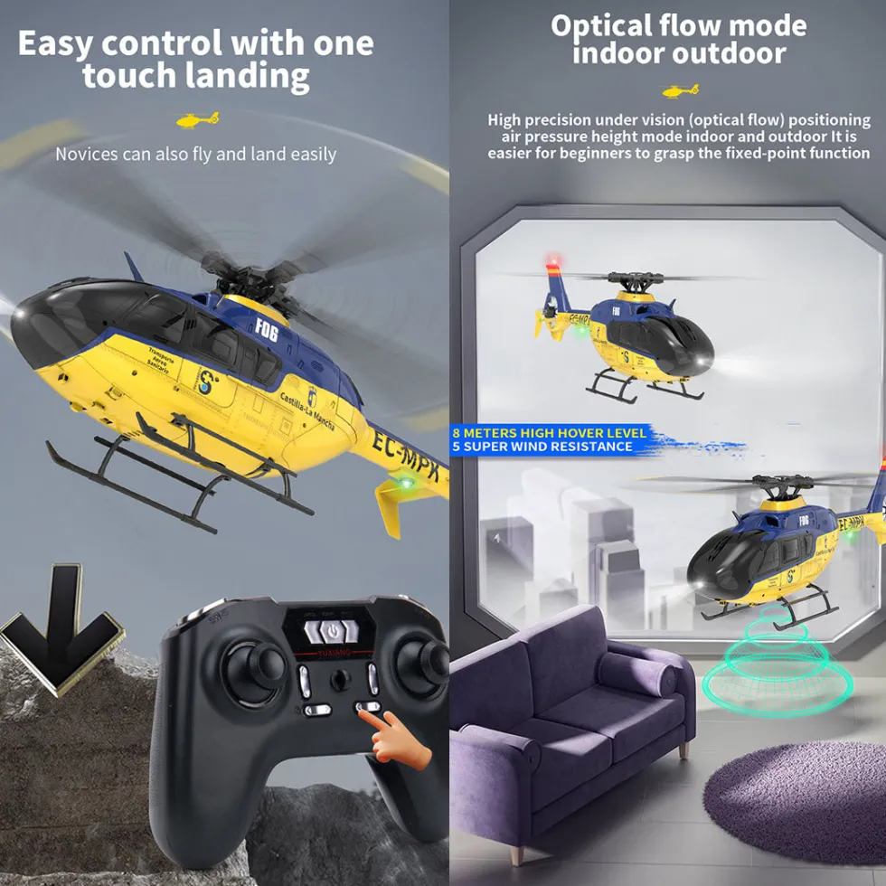 YU XIANG EC-135 RC Helicopter 1/36 2.4G 6CH Direct Drive Brushless 3D/6G Model
