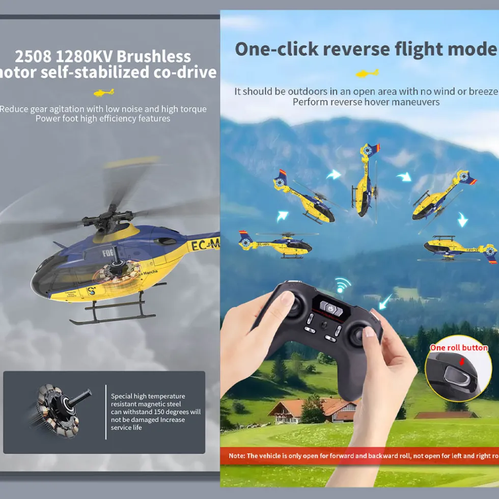 YU XIANG EC-135 RC Helicopter 1/36 2.4G 6CH Direct Drive Brushless 3D/6G Model