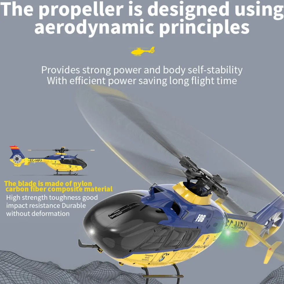 YU XIANG EC-135 RC Helicopter 1/36 2.4G 6CH Direct Drive Brushless Airplane Model with Cool lighting(RTF Version/Mode 1)