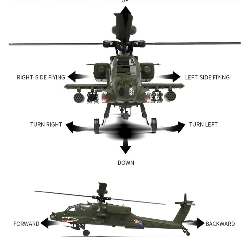YU XIANG F11 AH64 1/32 Scale 2.4G 6CH BNF Version Helicopter Model